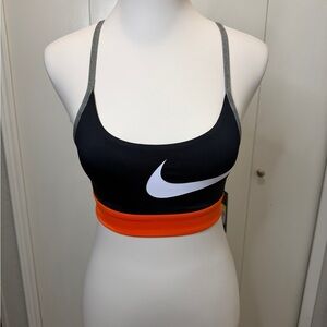 Nike Women's Black and Orange Sports Bra